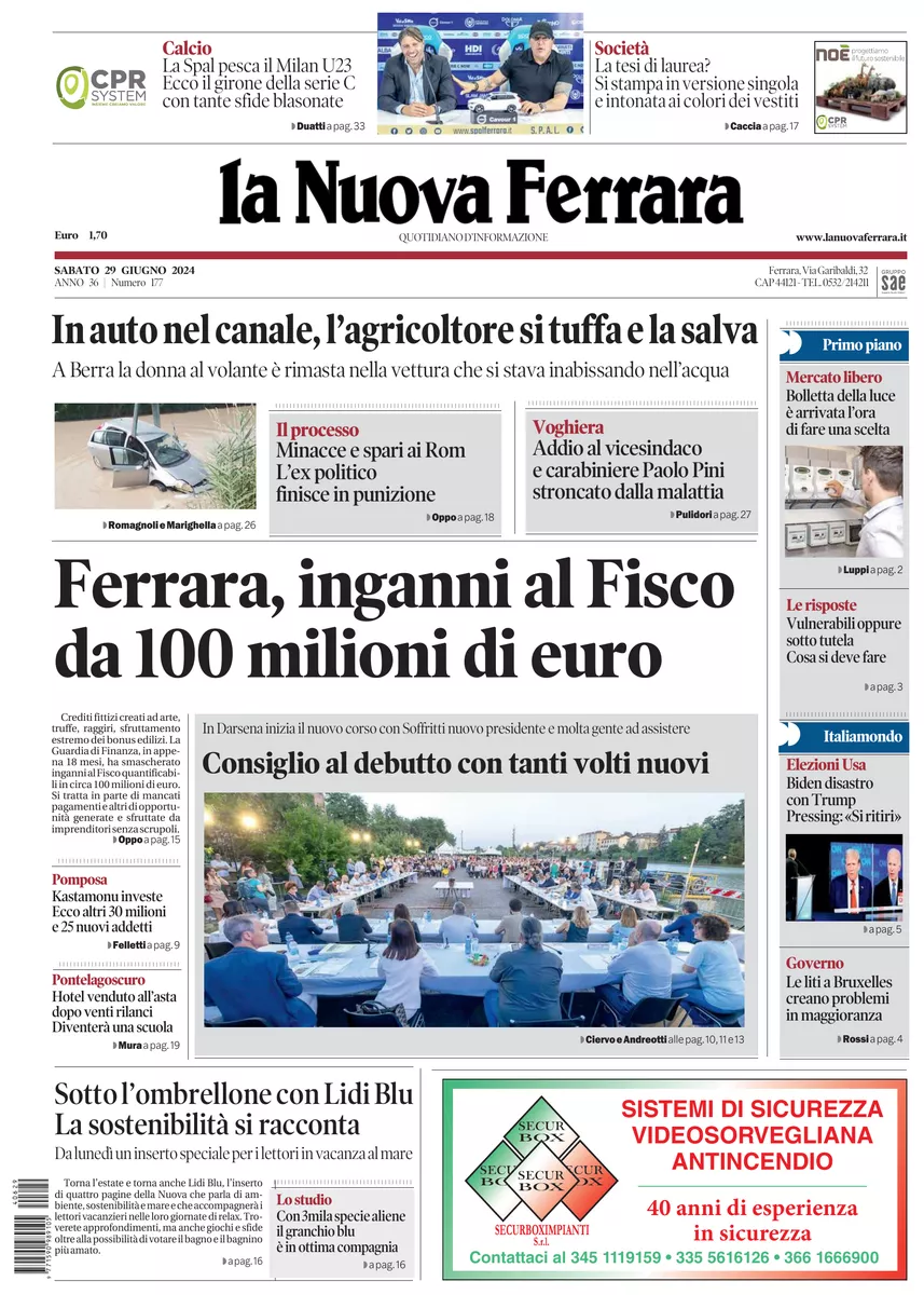 Prima-pagina-nuova ferrara-oggi-edizione-del-2024-06-29